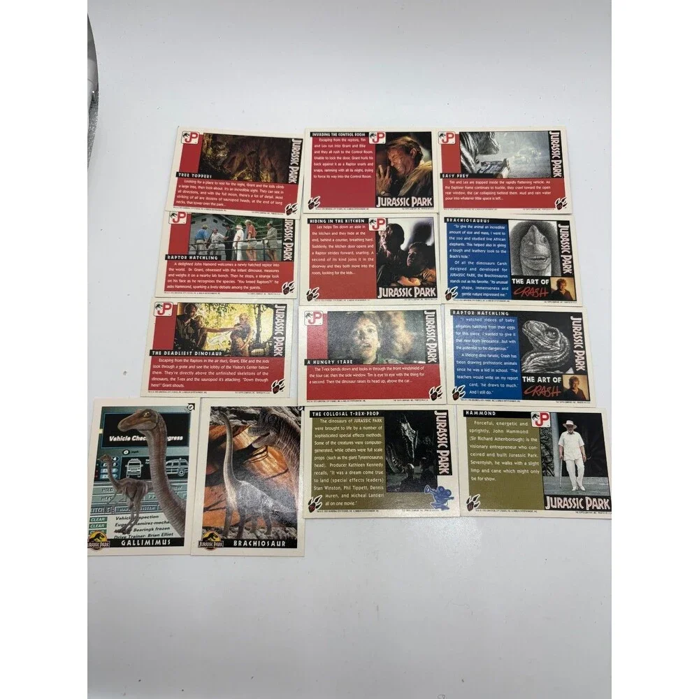 Vintage Jurassic Park Movie Trading Cards Lot Topps 1993 Dinosaurs Raptors